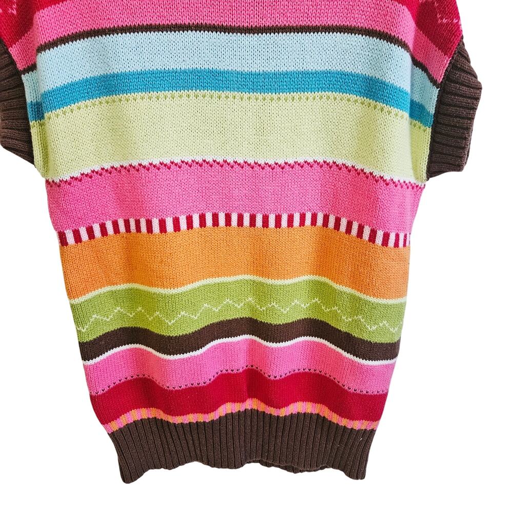 Gymboree Girls S Short Sleeve Pullover Tunic Sweater Colorful Stripe 100% Cotton - Picture 3 of 5